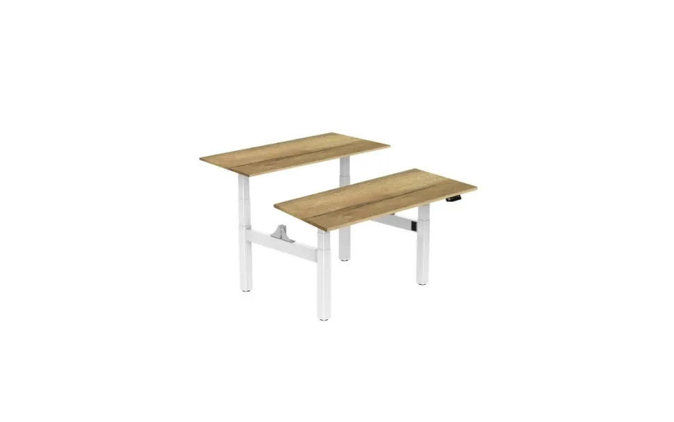 euroseats Dual Bench Zit-sta-bureau Rechthoekig Naturel Eiken H-Frame 1.600 (B) x 800 (D) x 1.305 (H) mm Metaal