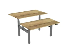 euroseats Dual Bench Zit-sta-bureau Rechthoekig Naturel Eiken H-Frame 1.800 (B) x 800 (D) x 1.305 (H) mm Metaal
