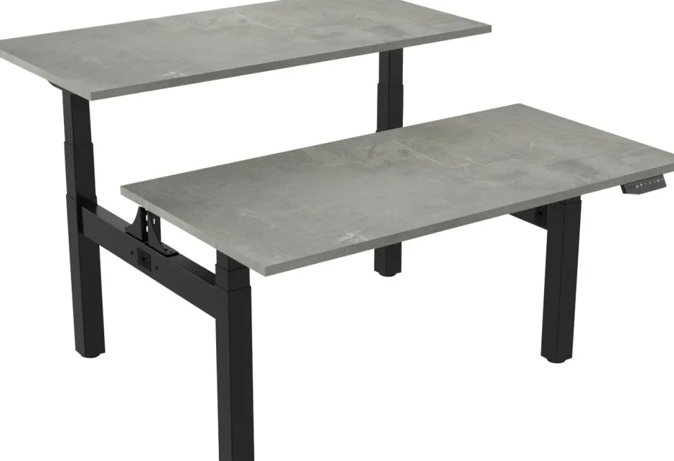 euroseats Dual Bench Zit-sta-bureau Rechthoekig Oxyd Beton H-Frame 1.800 (B) x 800 (D) x 1.305 (H) mm Metaal