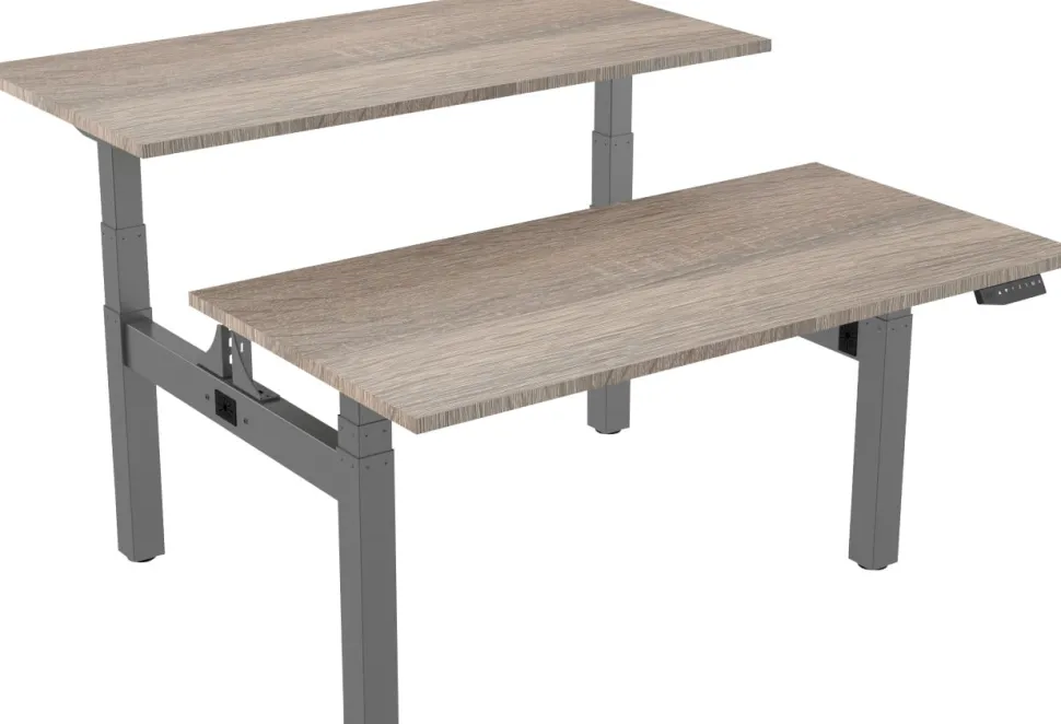 euroseats Dual Bench Zit-sta-bureau Rechthoekig Robson Eiken H-Frame 1.800 (B) x 800 (D) x 1.305 (H) mm Metaal