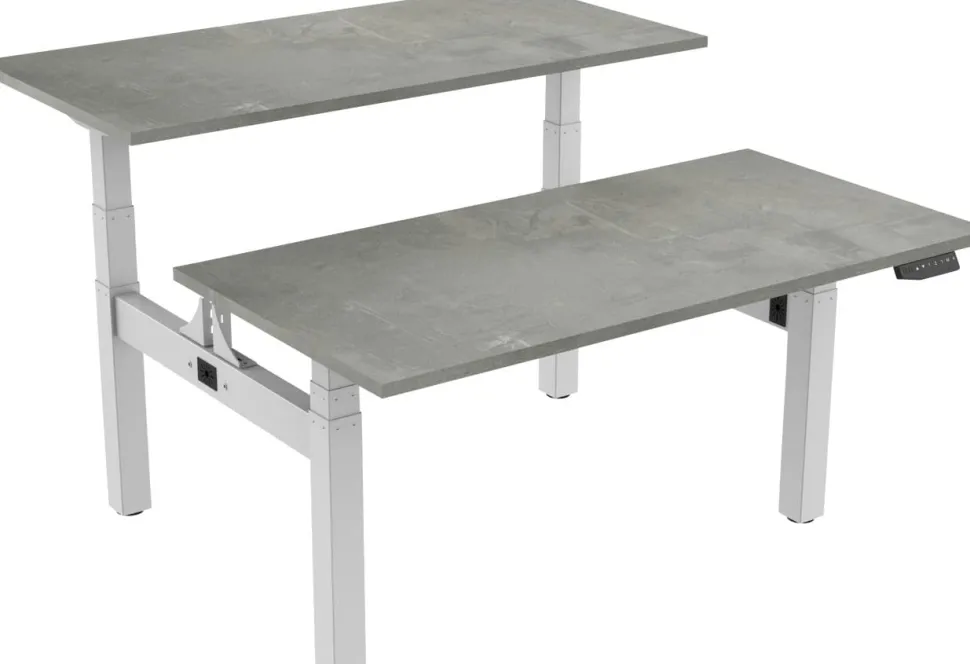 euroseats Dual Bench Zit-sta-bureau Rechthoekig Oxyd Beton H-Frame 1.800 (B) x 800 (D) x 1.305 (H) mm Metaal