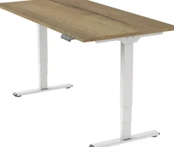 euroseats Economy Zit-sta-bureau Rechthoekig Naturel Eiken T-Voet 1.400 (B) x 800 (D) x 1.275 (H) mm Metaal