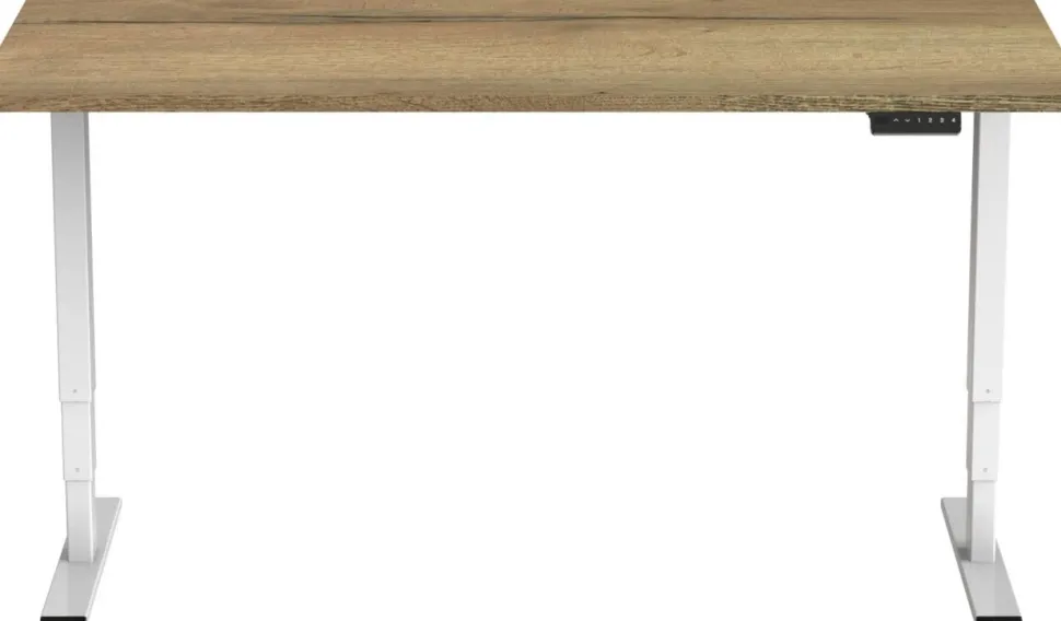 euroseats Economy Zit-sta-bureau Rechthoekig Naturel Eiken T-Voet 1.400 (B) x 800 (D) x 1.275 (H) mm Metaal