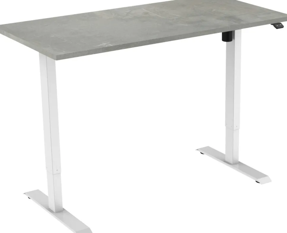 euroseats 1-Motor Zit-sta-bureau Rechthoekig Oxyd Beton T-Voet 1.200 (B) x 800 (D) x 1.235 (H) mm Metaal