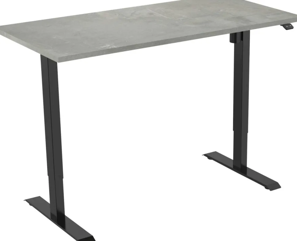 euroseats 1-Motor Zit-sta-bureau Rechthoekig Oxyd Beton T-Voet 1.600 (B) x 800 (D) x 1.235 (H) mm Metaal