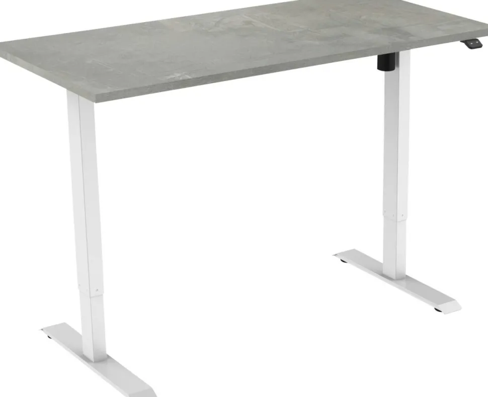 euroseats 1-Motor Zit-sta-bureau Rechthoekig Oxyd Beton T-Voet 1.400 (B) x 800 (D) x 1.235 (H) mm Metaal