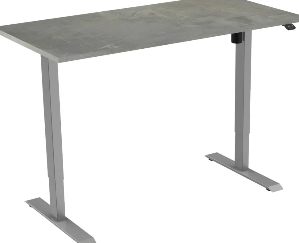 euroseats 1-Motor Zit-sta-bureau Rechthoekig Oxyd Beton T-Voet 1.200 (B) x 800 (D) x 1.235 (H) mm Metaal