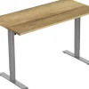 euroseats 1-Motor Zit-sta-bureau Rechthoekig Naturel Eiken T-Voet 1.200 (B) x 800 (D) x 1.235 (H) mm Metaal