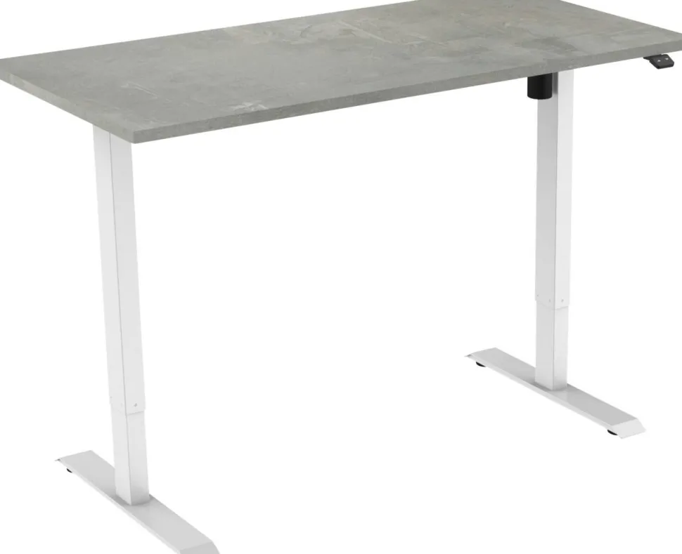euroseats 1-Motor Zit-sta-bureau Rechthoekig Oxyd Beton T-Voet 1.600 (B) x 800 (D) x 1.235 (H) mm Metaal