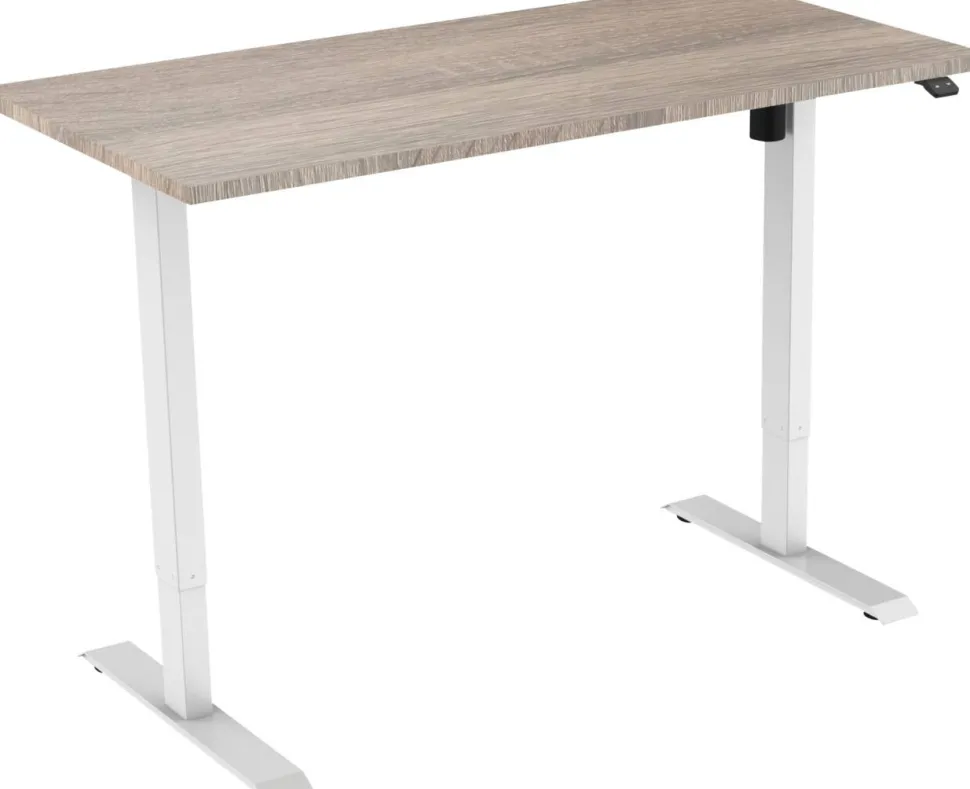euroseats 1-Motor Zit-sta-bureau Rechthoekig Robson Eiken T-Voet 1.400 (B) x 800 (D) x 1.235 (H) mm Metaal