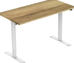 euroseats 1-Motor Zit-sta-bureau Rechthoekig Naturel Eiken T-Voet 1.200 (B) x 800 (D) x 1.235 (H) mm Metaal