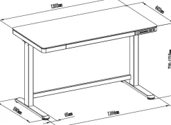 euroseats Zit-sta-bureau Rechthoekig C-Voet 1 Lade 1.202 (B) x 602 (D) x 1.210 (H) mm Metaal