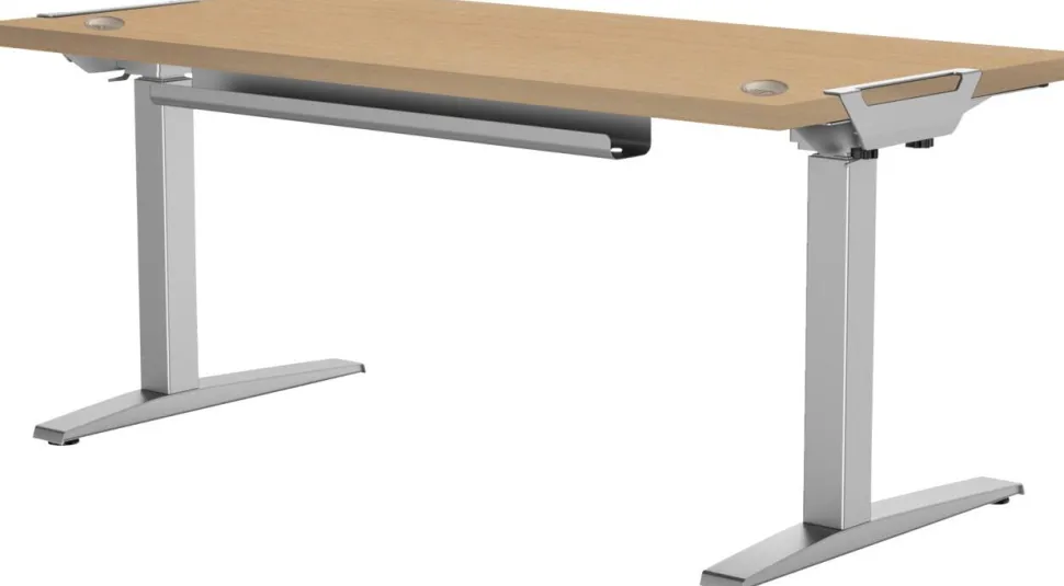 Fellowes Levado Elektrisch Hoogteverstelbaar Zit-sta-bureau Rechthoekig Ahorn T-Voet 1.829 (B) x 698 (D) x 1.257 (H) mm Gemelamineerde spaanplaat, PVC (Polyvinylchloride), Staal
