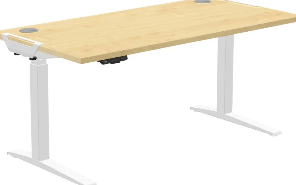 Fellowes Levado Elektrisch Hoogteverstelbaar Zit-sta-bureau Rechthoekig Ahorn T-Voet 1.829 (B) x 698 (D) x 1.257 (H) mm MDF (Medium-density fibreboard), PVC (Polyvinylchloride), Staal