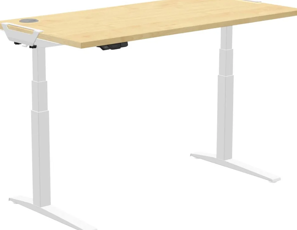 Fellowes Levado Elektrisch Hoogteverstelbaar Zit-sta-bureau Rechthoekig Ahorn T-Voet 1.829 (B) x 698 (D) x 1.257 (H) mm MDF (Medium-density fibreboard), PVC (Polyvinylchloride), Staal