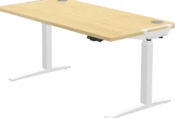 Fellowes Levado Elektrisch Hoogteverstelbaar Zit-sta-bureau Rechthoekig Ahorn T-Voet 1.829 (B) x 698 (D) x 1.257 (H) mm MDF (Medium-density fibreboard), PVC (Polyvinylchloride), Staal