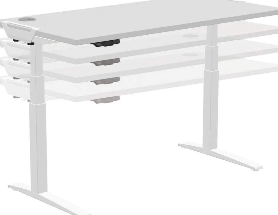 Fellowes Levado Zit-sta-bureau Rechthoekig Grijs T-Voet 1.829 (B) x 698 (D) x 1.257 (H) mm MDF (Medium-density fibreboard), PVC (Polyvinylchloride), Staal