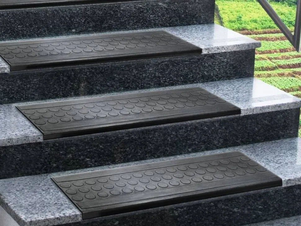 FLOORDIREKT STEP Coin Trapmat Rubber Zwart 25 x 75 cm
