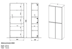 GERMANIA BEDANO Archiefkast 810 x 400 x 1.970 mm Kasjmier, bruin