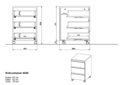 GERMANIA BEDANO Mobiel ladeblok 3 Lades 400 x 500 x 630 mm