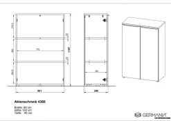 GERMANIA GW-Mailand Archiefkast Spaanplaat 2 Planken 810 x 400 x 1.200 mm Wit