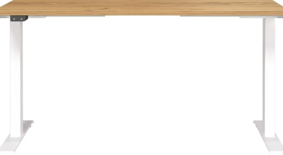 GERMANIA GW-Mailand Hoogteverstelbaar Zit-sta-bureau Bruin Eiken T-Voet 1,400 (B) x 800 (D) x 1,200 (H) mm Spaanplaat, metaal