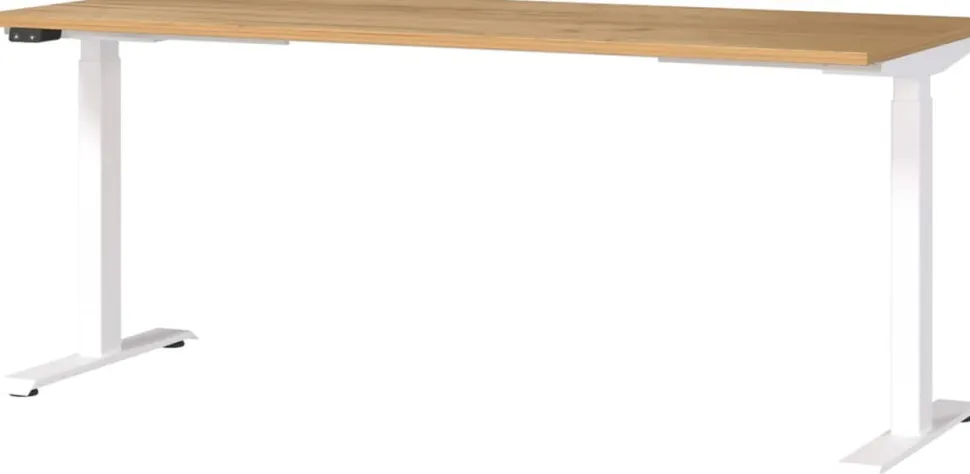 GERMANIA GW-Mailand Hoogteverstelbaar Zit-sta-bureau Bruin Eiken T-Voet 1,800 (B) x 800 (D) x 1,200 (H) mm Spaanplaat, metaal
