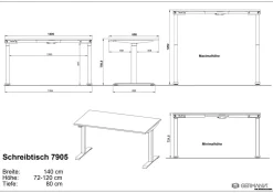 GERMANIA GW-Mailand Hoogteverstelbaar Zit-sta-bureau Beige T-Voet 1,400 (B) x 800 (D) x 1,200 (H) mm Spaanplaat, metaal