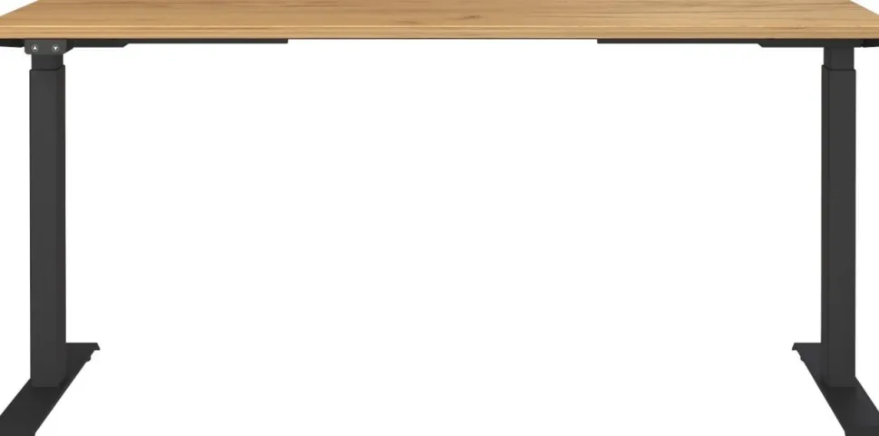 GERMANIA GW-Mailand Hoogteverstelbaar Zit-sta-bureau Bruin Eiken T-Voet 1,600 (B) x 800 (D) x 1,200 (H) mm Spaanplaat, metaal