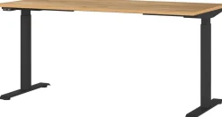GERMANIA GW-Mailand Hoogteverstelbaar Zit-sta-bureau Bruin Eiken T-Voet 1,600 (B) x 800 (D) x 1,200 (H) mm Spaanplaat, metaal