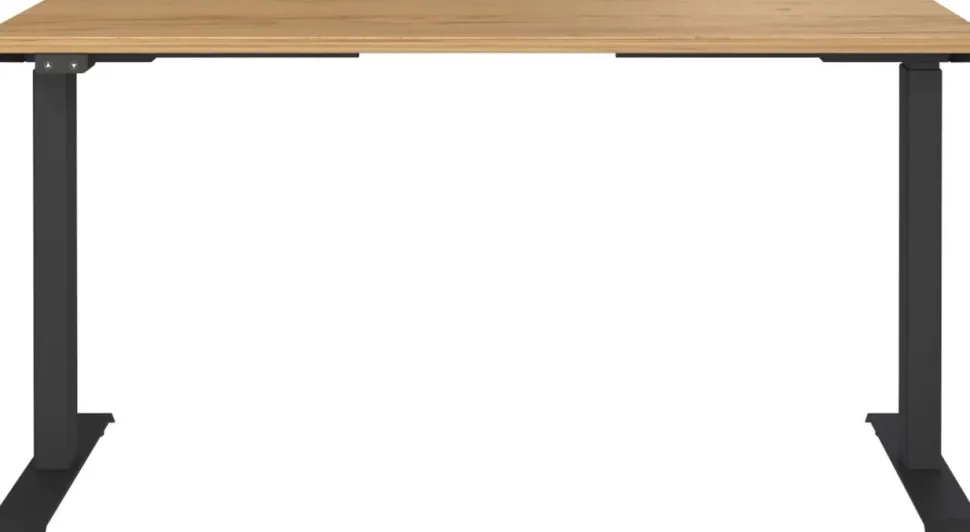 GERMANIA GW-Mailand Hoogteverstelbaar Zit-sta-bureau Bruin Eiken T-Voet 1,400 (B) x 800 (D) x 1,200 (H) mm Spaanplaat, metaal
