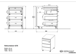 GERMANIA GW-Mailand Mobiel ladeblok Wit 4 Lades 420 x 600 x 630 mm