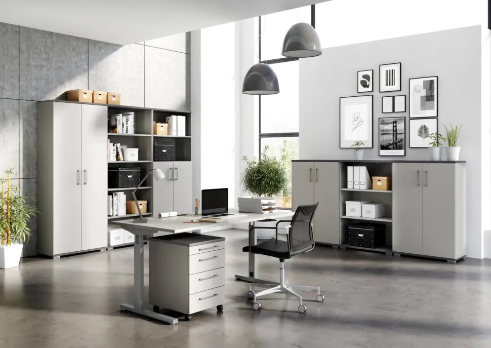 GERMANIA GW-Profi 2.0 Hoogteverstelbaar Bureau Rechthoekig Melamine Grijs 1.800 x 800 x 750 mm