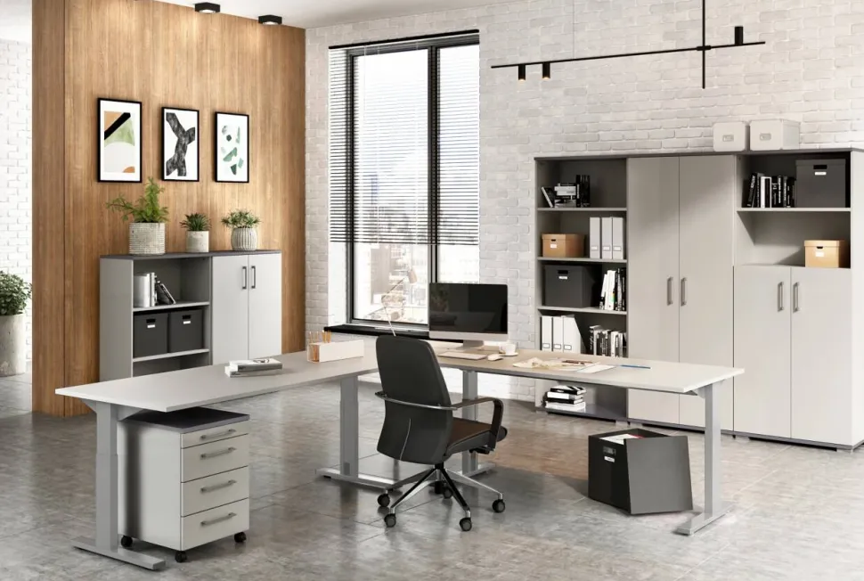 GERMANIA GW-Profi 2.0 vierkante bureau-uitbreiding 4255-583 lichtgrijs, zilver 800 x 800 mm