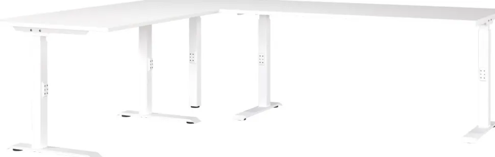 GERMANIA Hoogteverstelbaar Hoekbureau Metaal, spaanplaat Wit C-Voet 2,400 x 2,000 x 910 mm