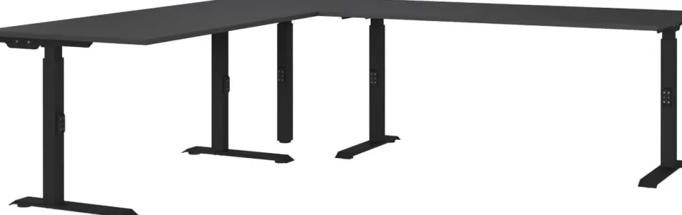 GERMANIA Hoogteverstelbaar Hoekbureau Metaal, spaanplaat C-Voet 2,400 x 2,200 x 910 mm
