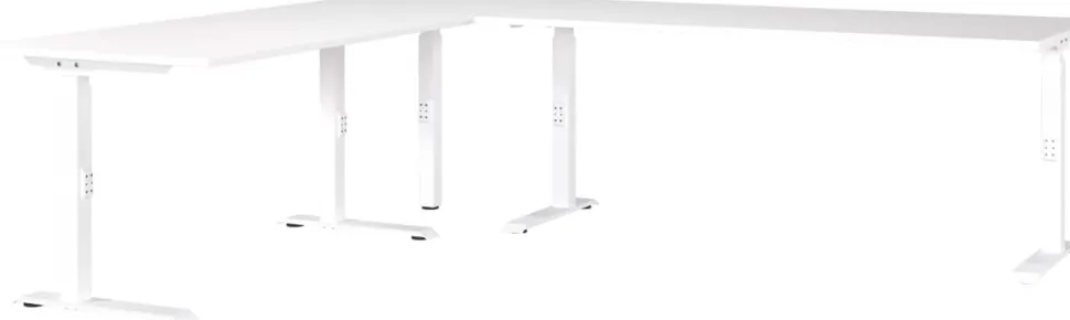 GERMANIA Hoogteverstelbaar Hoekbureau Eiken Metaal, spaanplaat Wit C-Voet 2,600 x 2,200 x 910 mm
