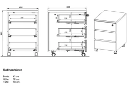 GERMANIA kadeblok 4264-549 GW-Lissabon donkergrijs, lichtbruin, eiken 410 x 500 x 600 mm