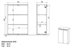 GERMANIA kast Agenda laden 4232-69 lichtgrijs 800 x 400 x 1.200 mm