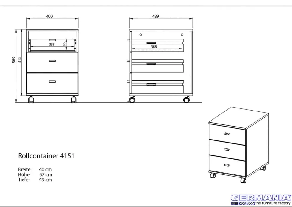 GERMANIA ladeblok Lioni lichtbruin, eiken 400 x 500 x 580 mm