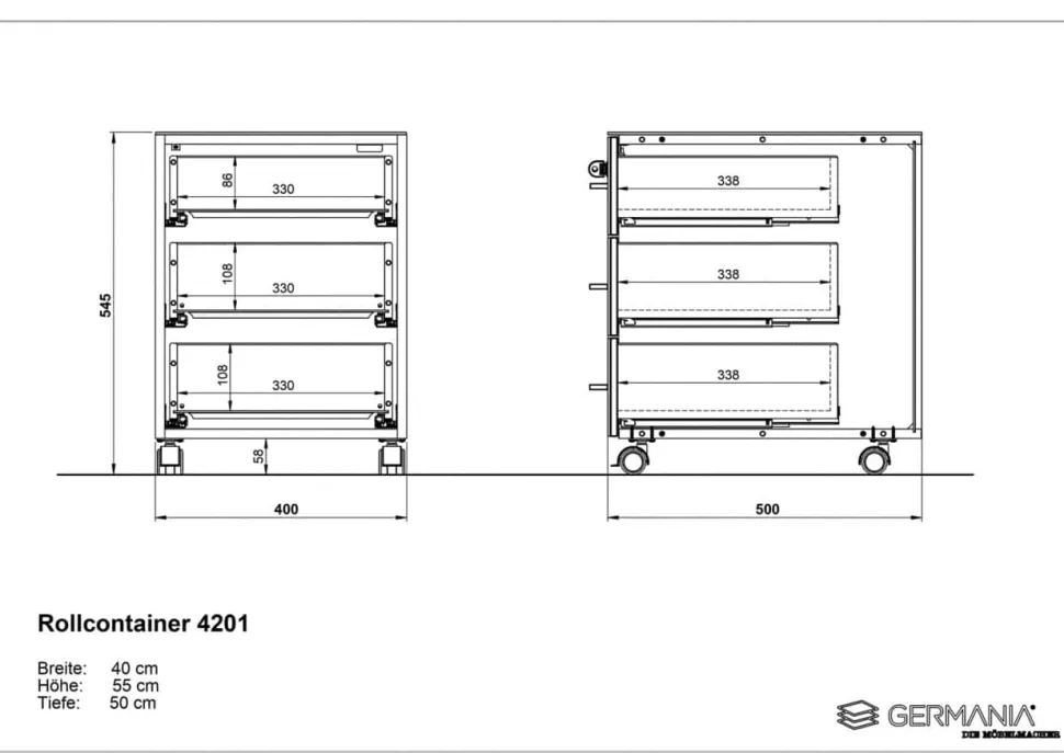 GERMANIA ladeblok Monteria wit 400 x 500 x 550 mm