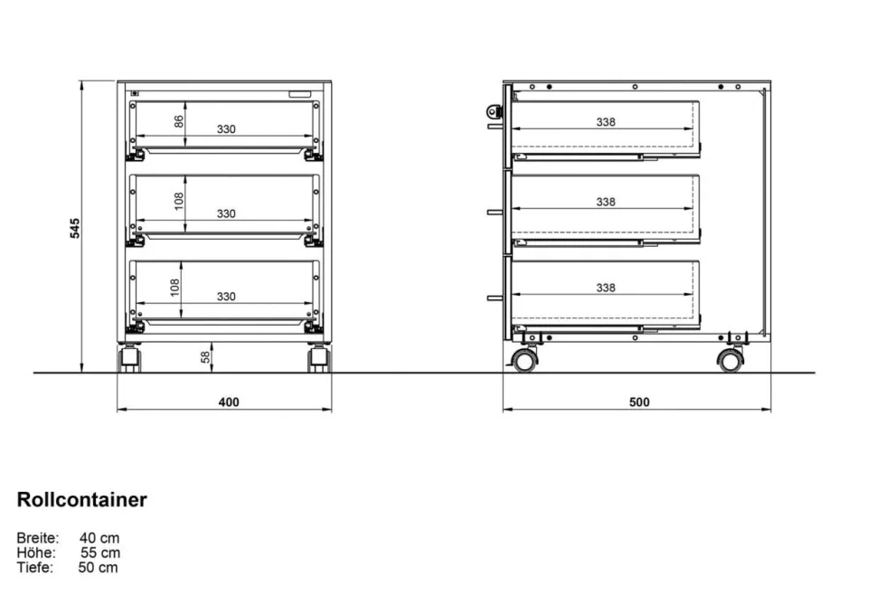 GERMANIA Ladeblok Navarra-eiken, wit 400 x 500 x 550 mm