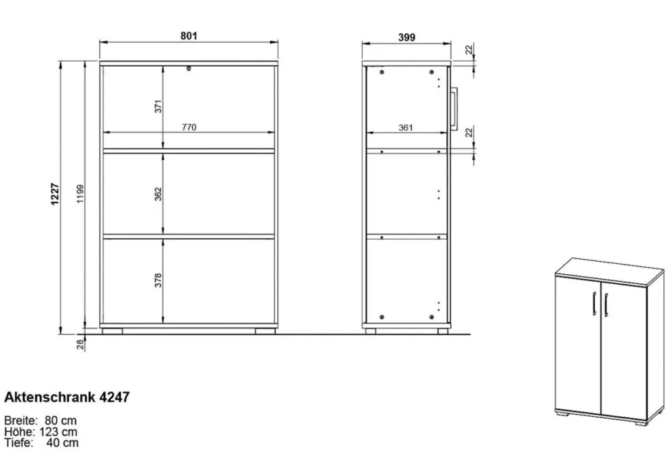 GERMANIA PROFI 2.0 Archiefkast 800 x 400 x 1.230 mm Wit