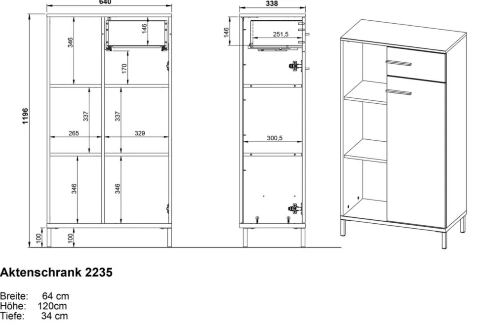 GERMANIA Rovigo 2235-547 Archiefkast 64 x 34 x 120 cm Grafiet