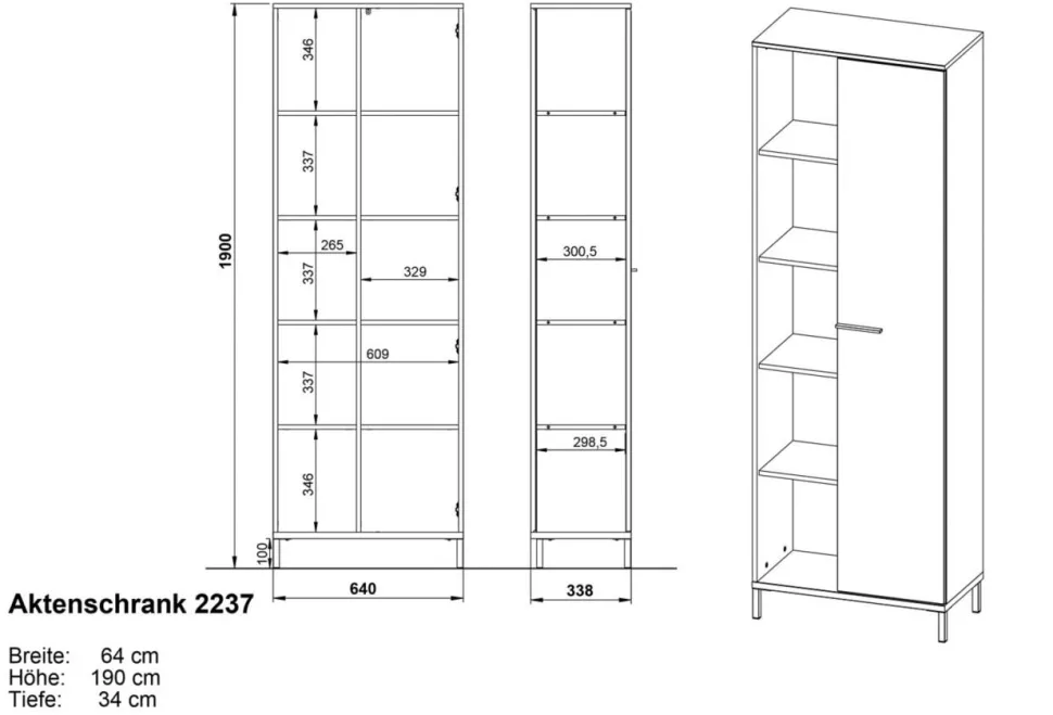 GERMANIA Rovigo 2237-572 Archiefkast 64 x 34 x 190 Kasjmier
