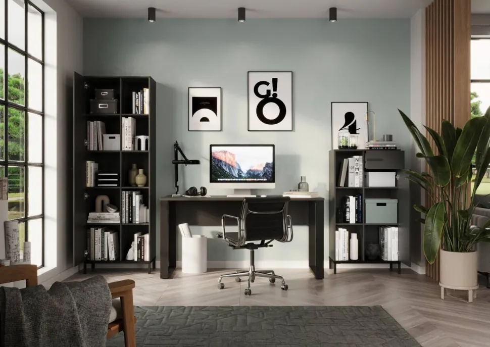 GERMANIA Rovigo Bureau Rechthoekig Grafiet 600 mm (D) x 740 mm (H) Metaal, Spaanplaat
