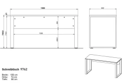 GERMANIA Rovigo Bureau Rechthoekig Kasjmier 600 mm (D) x 740 mm (H) Karton, Metaal