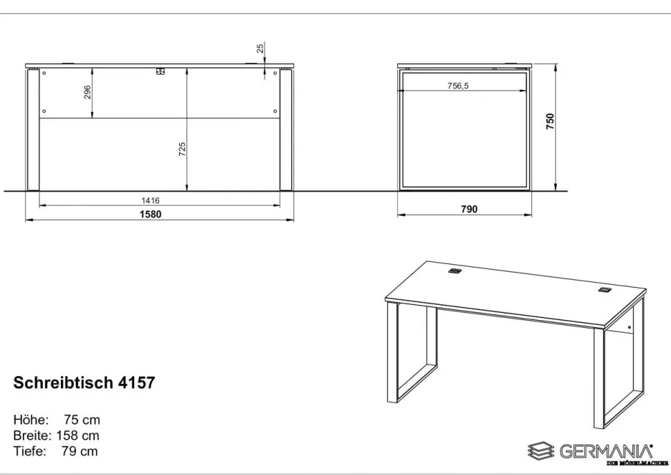 GERMANIA thuiskantoorbureau Lioni lichtbruin, eiken 1.200 x 1.170 x 750 mm