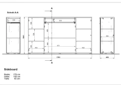 Germania wandkast 3983-242 beige, wit, eiken 1,780 x 400 x 1,050 mm