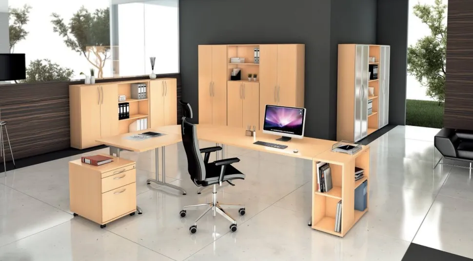 Hammerbacher B-Serie VBS Bureau Beuken C-Voet 1,600 (B) x 800 (D) x 740 (H) mm Spaanplaat, Staal